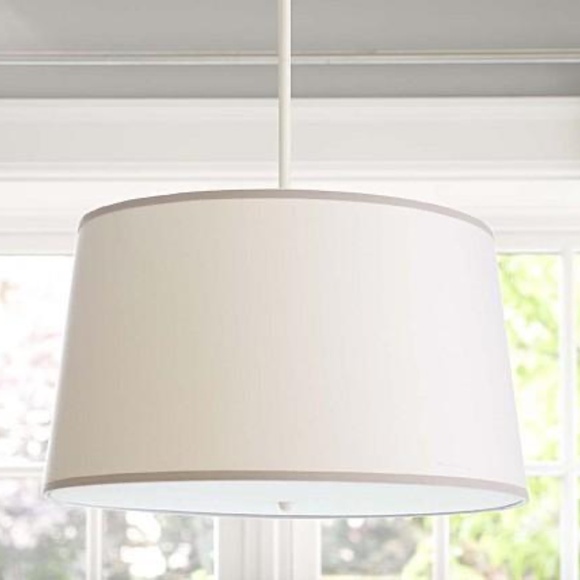 Pottery Barn White/Gray Drum Flush Mount Light - Picture 1 of 4